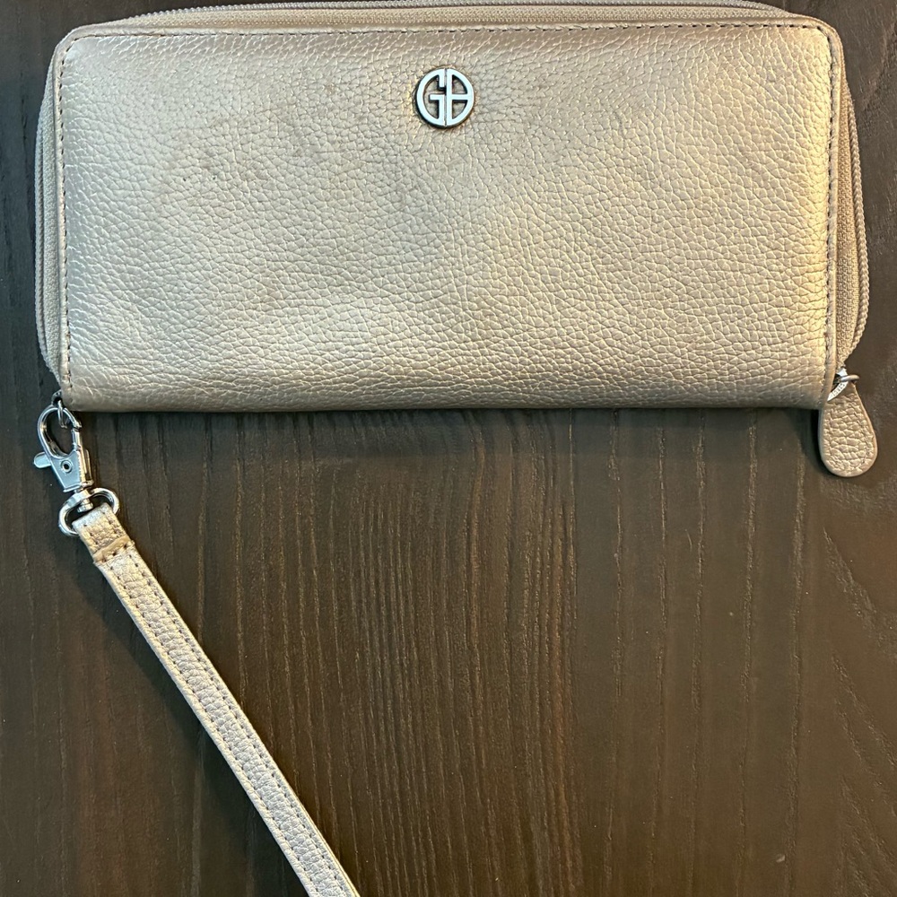 Gianni Bernini Pebbled Leather Wristlet Wallet